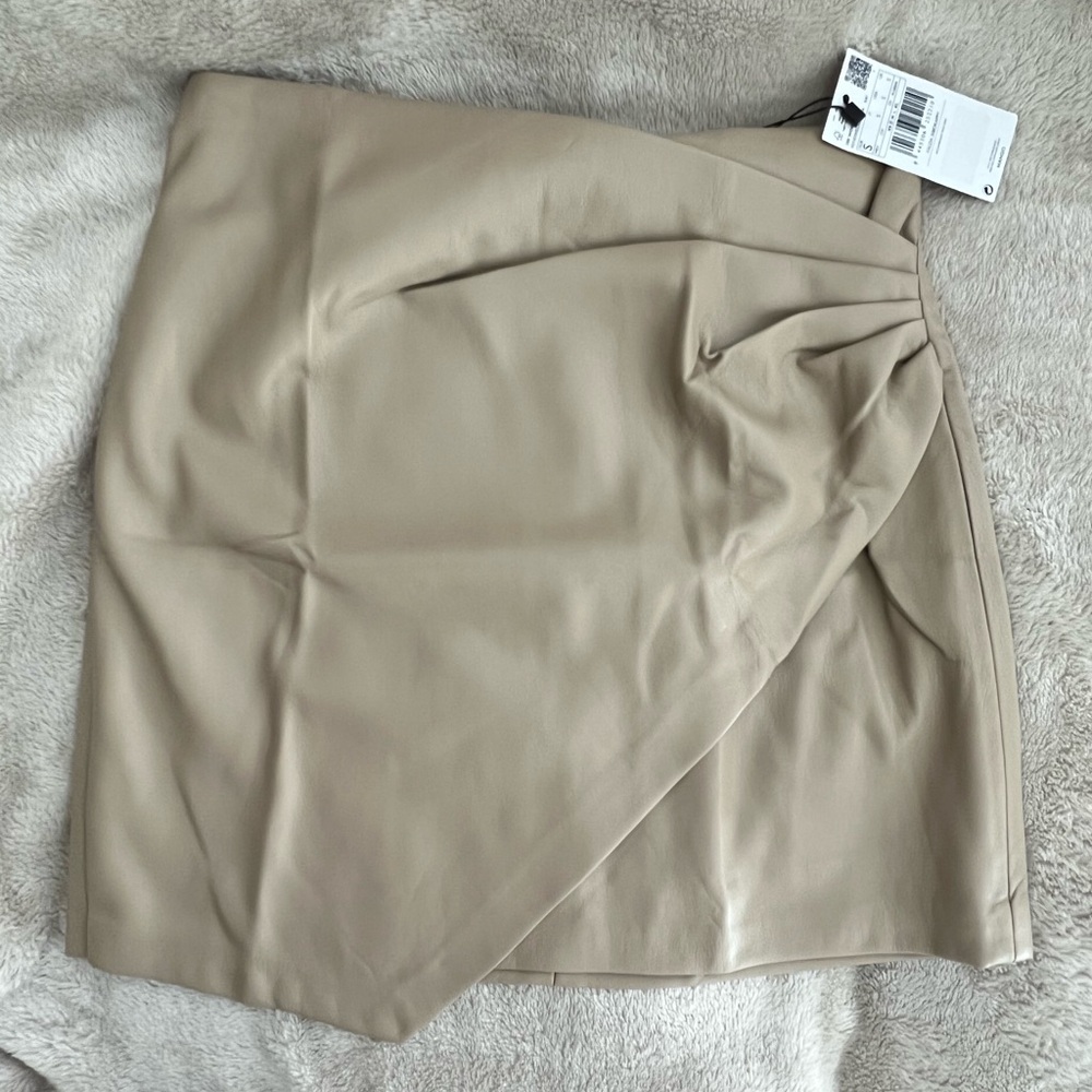 Mango Vegan Leather Wrap Mini Skirt